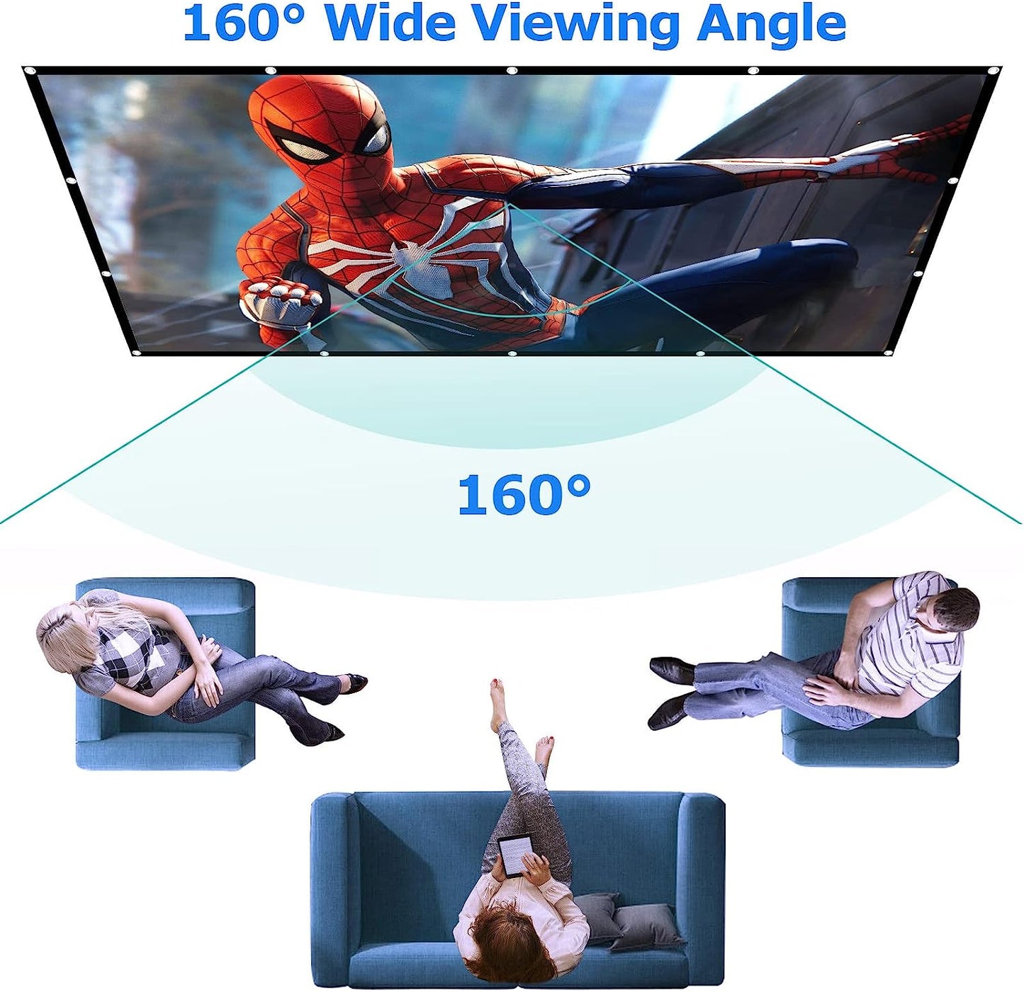 YOWHICK DP01 WiFi Bluetooth Projector and 120" Thickened Screen Bundle - YOWHICK