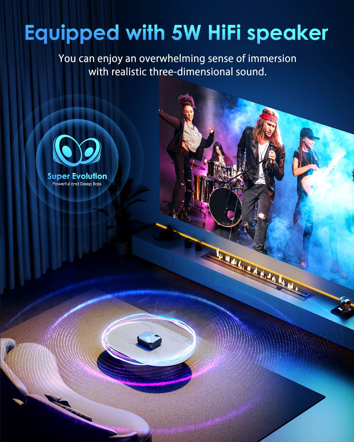 YOWHICK DP03 Projector, 120" Projector Screen with Stand and Projector Tripod Stand Bundle - YOWHICK