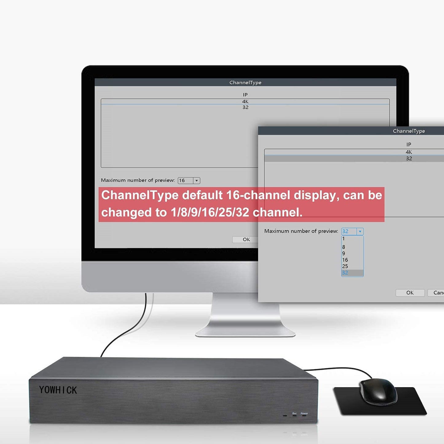 YOWHICK 8CH 5M-N/1080N Full High Definition Hybrid for AHD/TVI/CVI/Analog/Onvif IP DVR H.265 CCTV Video Recorder P2P Remote Phone Monitoring for Home Security Surveillance System Camera - YOWHICK