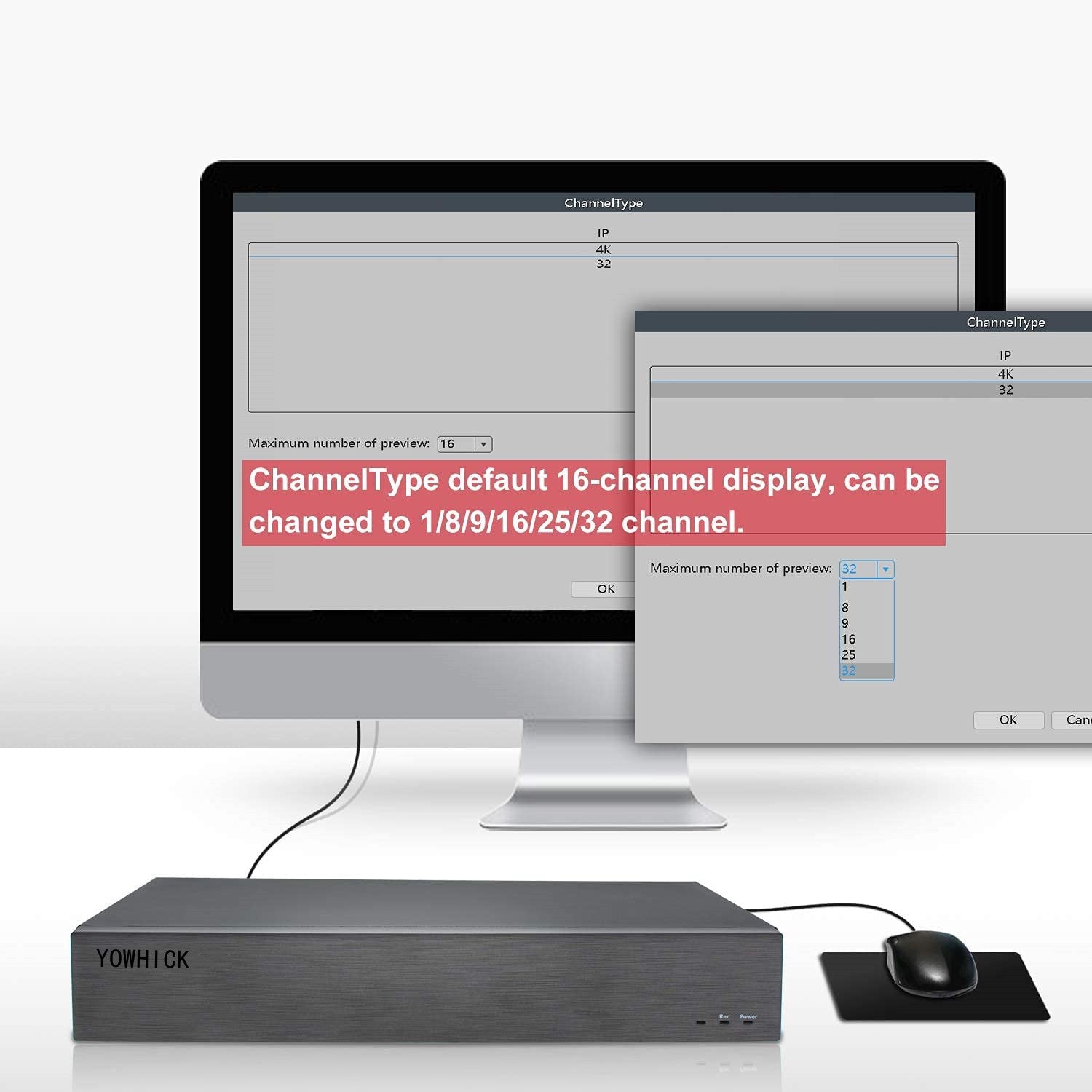 YOWHICK 8CH 5M-N/1080N Full High Definition Hybrid for AHD/TVI/CVI/Analog/Onvif IP DVR H.265 CCTV Video Recorder P2P Remote Phone Monitoring for Home Security Surveillance System Camera - YOWHICK