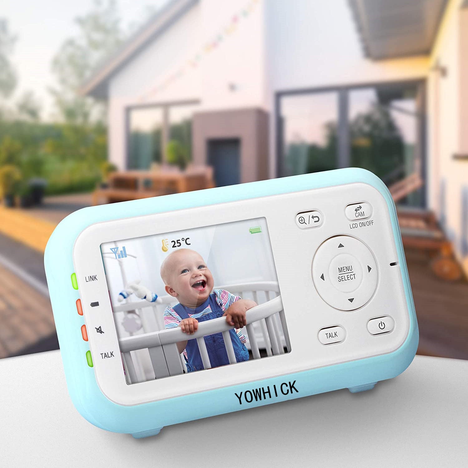 YOWHICK LM917-1B 2.8" Digital Video Baby Monitor with Pan & Tilt Camera, Full Color and Automatic Night Vision, Blue, 1 Count - YOWHICK