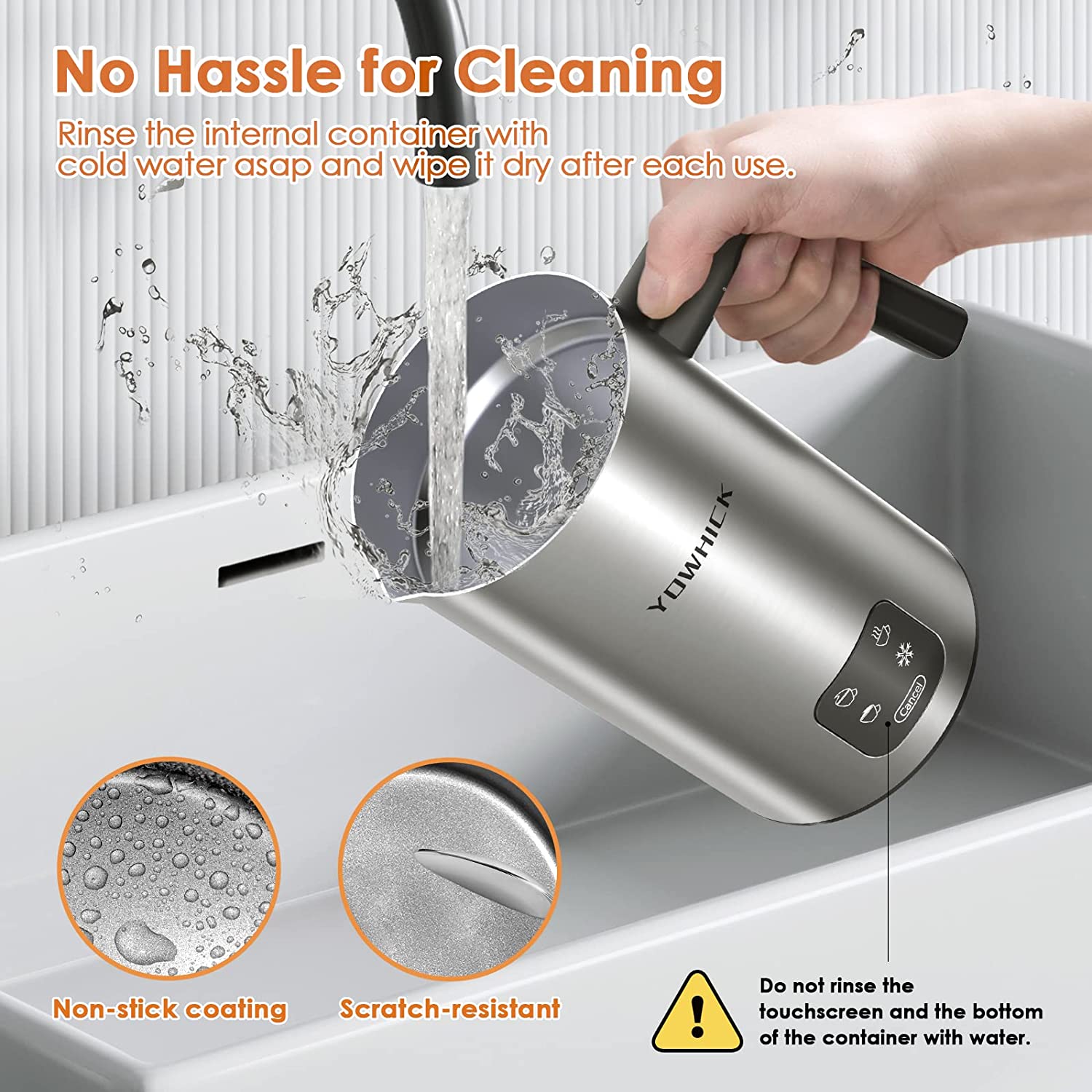 YOWHICK Milk Frother, 4-in-1 Electric Milk Steamer Stainless Steel,10.1oz/300ml Large Capacity, Automatic Hot/Cold Foam Maker and Milk Warmer for Latte, Cappuccinos, Macchiato, Hot Chocolate,120V - YOWHICK