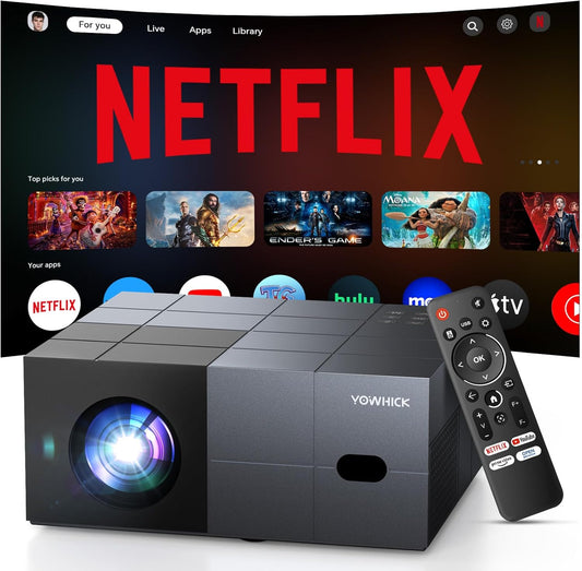 [Netflix Officially/1000 ANSI/Dolby Audio]DP08 Smart Projector with WiFi 6 and Bluetooth 5.3, 4K Outdoor Movie Projector, Electric Focus & AI Auto Keystone Portable Native 1080P Proyector