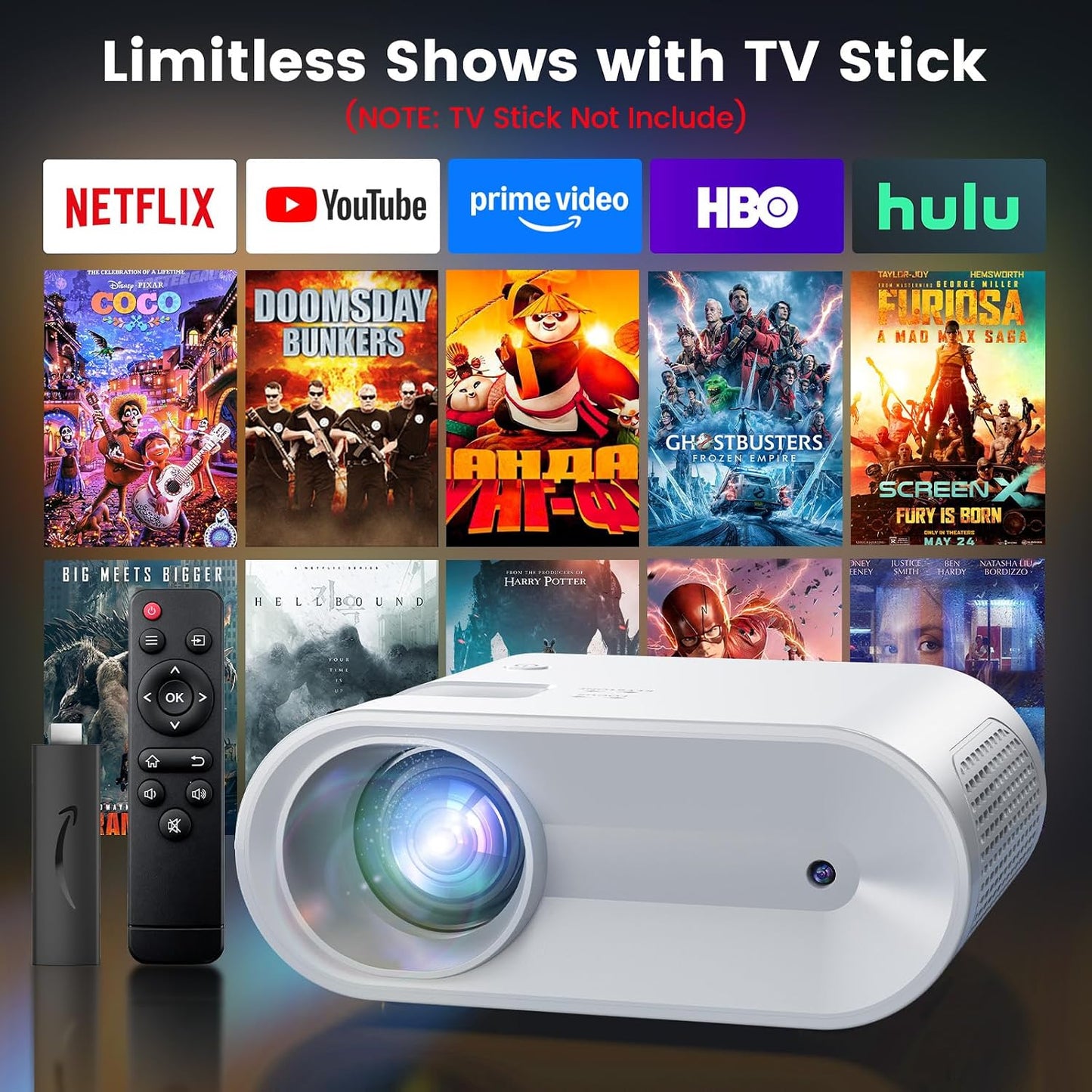 YOWHICK Portable Mini Projector Supports 1080P for iOS and Android