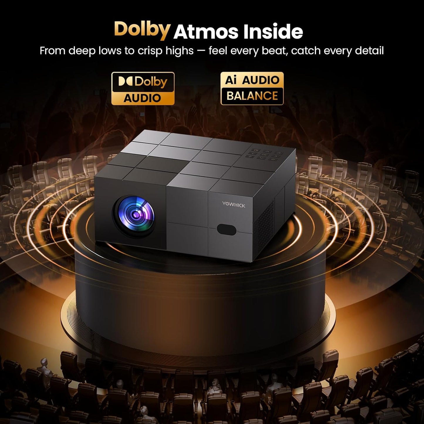[Netflix Officially/1000 ANSI/Dolby Audio]DP08 Smart Projector with WiFi 6 and Bluetooth 5.3, 4K Outdoor Movie Projector, Electric Focus & AI Auto Keystone Portable Native 1080P Proyector