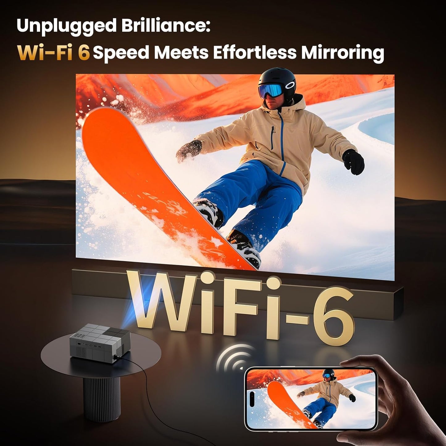 [Netflix Officially/1000 ANSI/Dolby Audio]DP08 Smart Projector with WiFi 6 and Bluetooth 5.3, 4K Outdoor Movie Projector, Electric Focus & AI Auto Keystone Portable Native 1080P Proyector