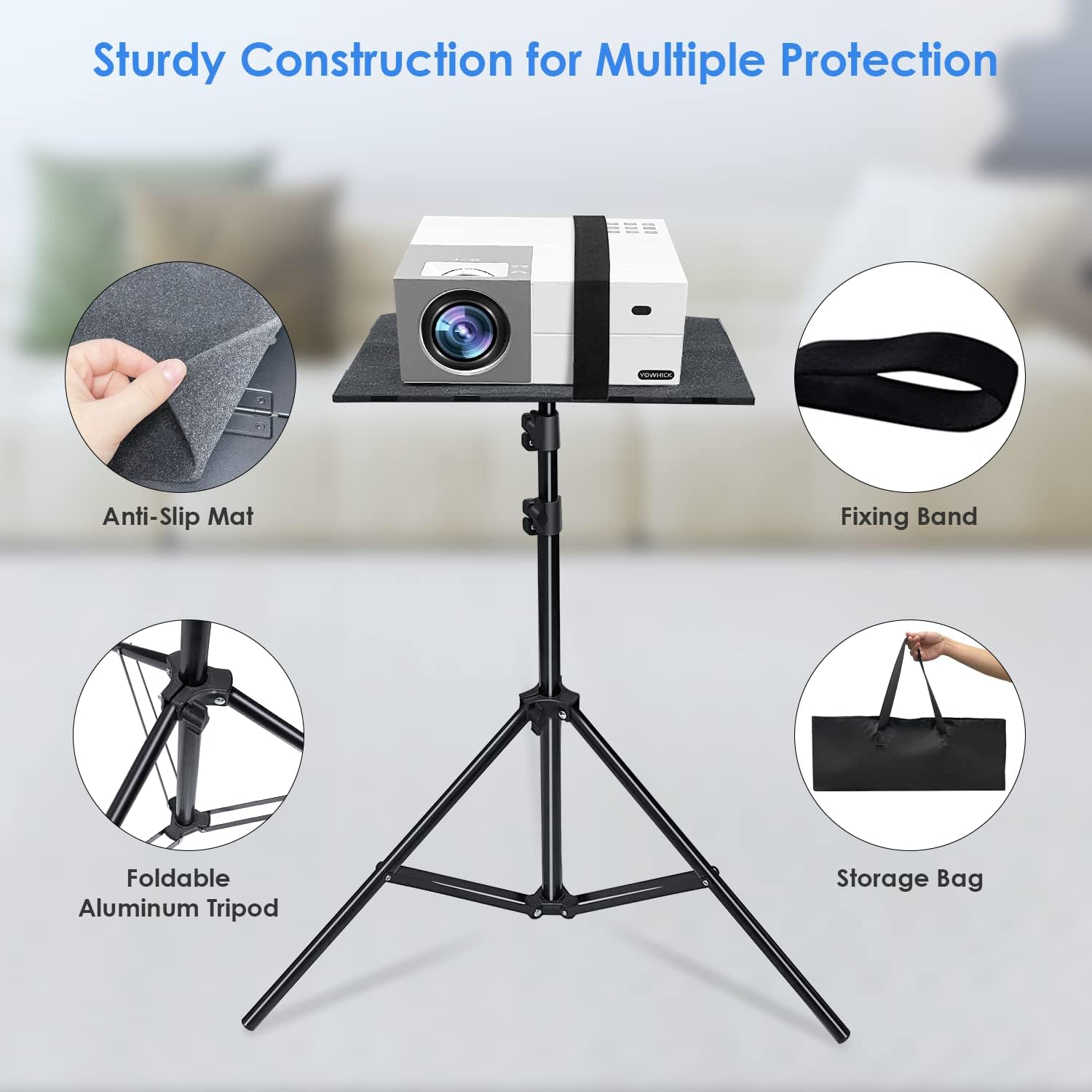 YOWHICK DP01 WiFi Bluetooth Projector and Projector Tripod Stand Bundl