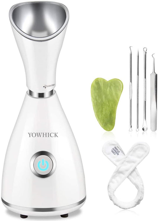 YOWHICK Facial Steamer Nano Ionic Hot Steam For Face Personal Sauna Home SPA Moisturizing Cleansing Pores Humidifier Atomizer Blackhead Remover Tools Kit and Hair Band Gift for Mother Women gift - YOWHICK