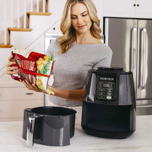 YOWHICK Air Fryer, Large 6 Quart Air Fryers with 50 Recipes for Family, One Touch Setting Small Appliance with 11 Cooking Functions and Voice Reminder, Dishwasher Safe - YOWHICK