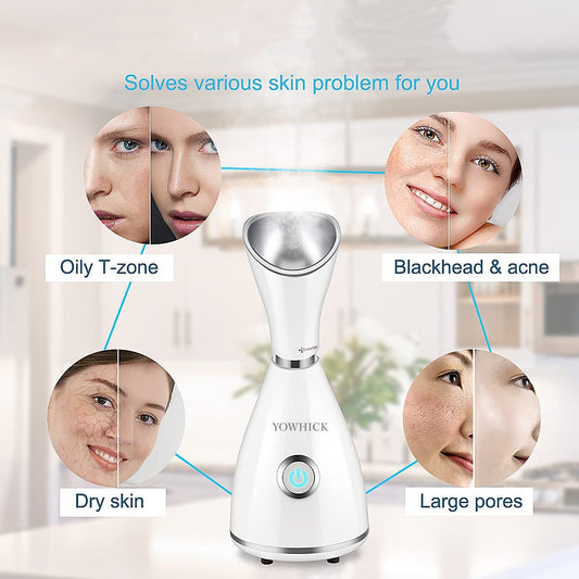 YOWHICK Facial Steamer Nano Ionic Hot Steam For Face Personal Sauna Home SPA Moisturizing Cleansing Pores Humidifier Atomizer Blackhead Remover Tools Kit and Hair Band Gift for Mother Women gift - YOWHICK