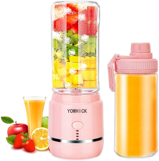 YOWHICK Juicer, Vegetable & Fruit Mixer, Juice, For Baby Food, 13.5 fl oz (400 ml), 4,000 mAh, USB Rechargeable, Portable, Washable, Easy to Operate, Nutrition Refilling for Outdoor, Camping, Travel, Business Trips, Office - YOWHICK