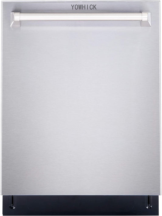 YOWHICK 24 inch Top Control Built-in Tall Tub Dishwasher, Fingerprint Resistant, Low Noise 45dB in Stainless Steel - YOWHICK