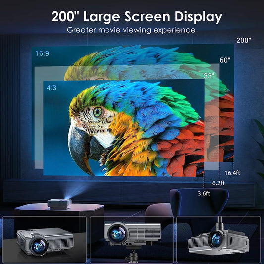 Projector with WiFi and Bluetooth, 5G WiFi Native 1080P 9500L YOWHICK DP01 Outdoor Projector Grey - YOWHICK